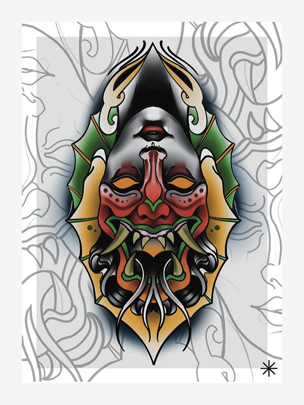 Design Art Fantasy Clown Joker Tattoo Sketch-Digital Art Metal Wall Art-MT7822-48x28-4  Panels, 28'' H x 48'' W x 1'' D 4P : Amazon.co.uk: Home & Kitchen