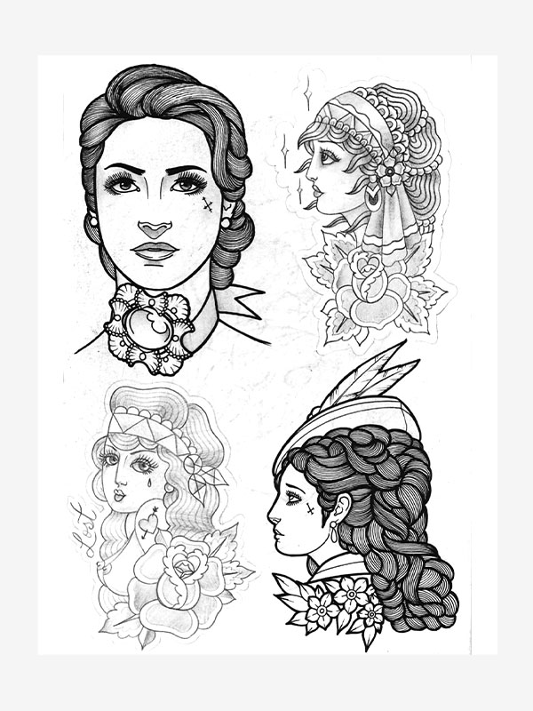 Woman Neo Traditional Icons by Ian Parkin