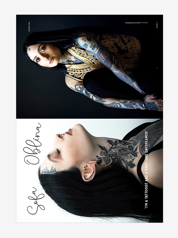 Cover girl Sofa Oblina, Digital Tattoo Life Magazine 144 (September-October 2023)